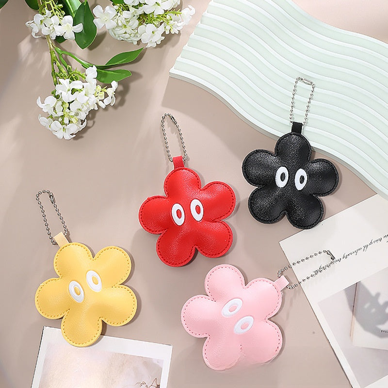 Cute Red Flowers Key Chain Made Of PU Leather, Perfect For  Spring And Summer Accessories