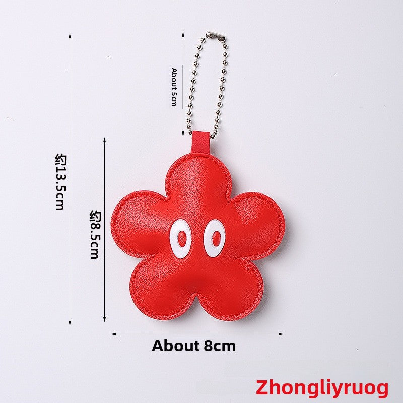 Cute Red Flowers Key Chain Made Of PU Leather, Perfect For  Spring And Summer Accessories
