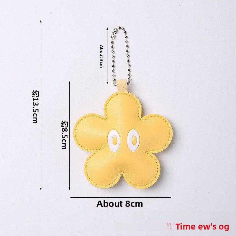 Cute Red Flowers Key Chain Made Of PU Leather, Perfect For  Spring And Summer Accessories