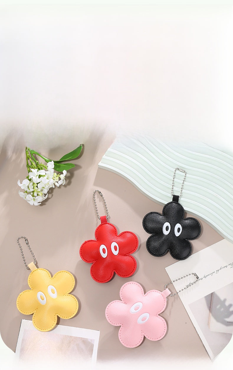Cute Red Flowers Key Chain Made Of PU Leather, Perfect For  Spring And Summer Accessories