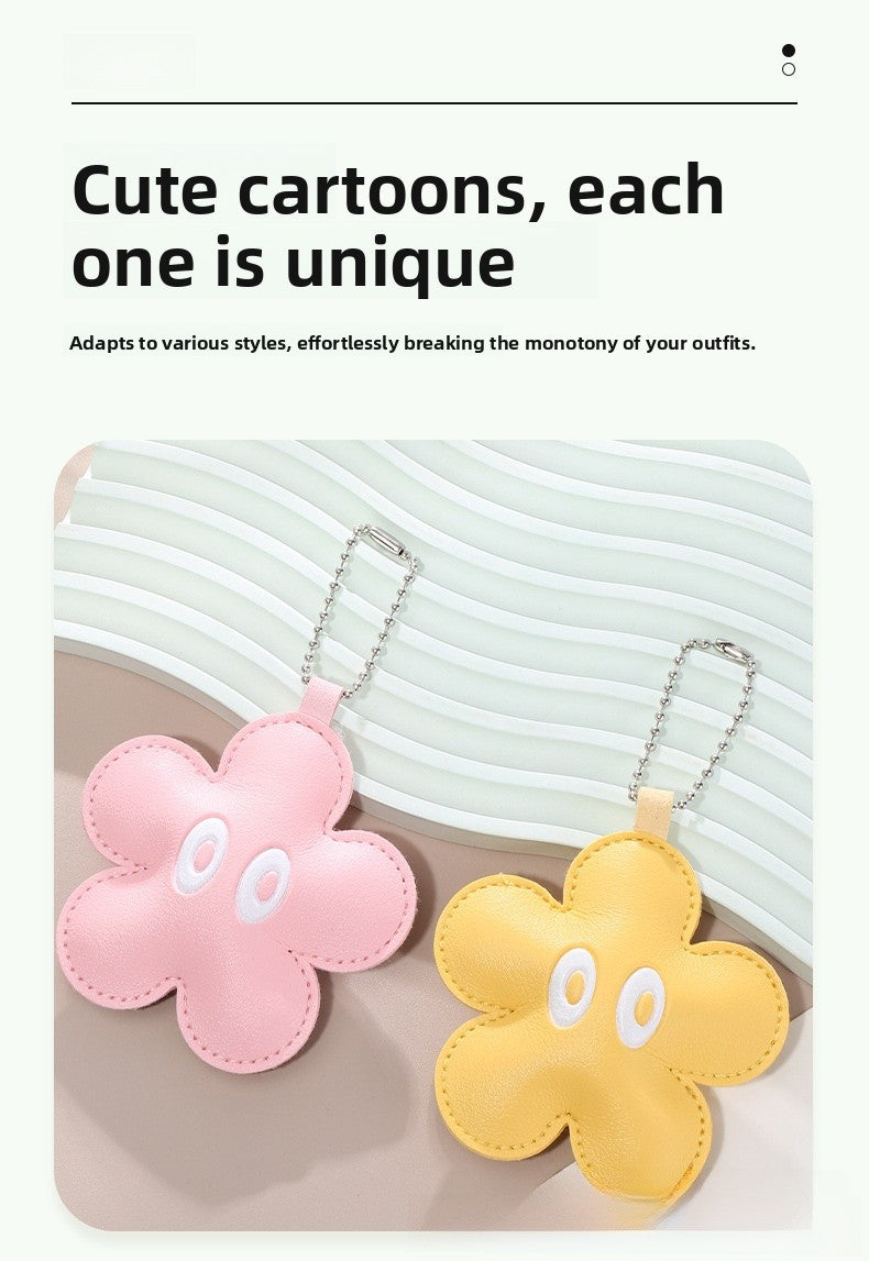 Cute Red Flowers Key Chain Made Of PU Leather, Perfect For  Spring And Summer Accessories