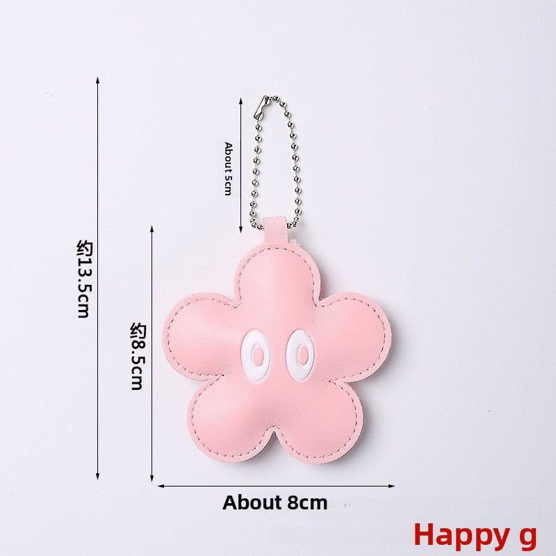 Cute Red Flowers Key Chain Made Of PU Leather, Perfect For  Spring And Summer Accessories