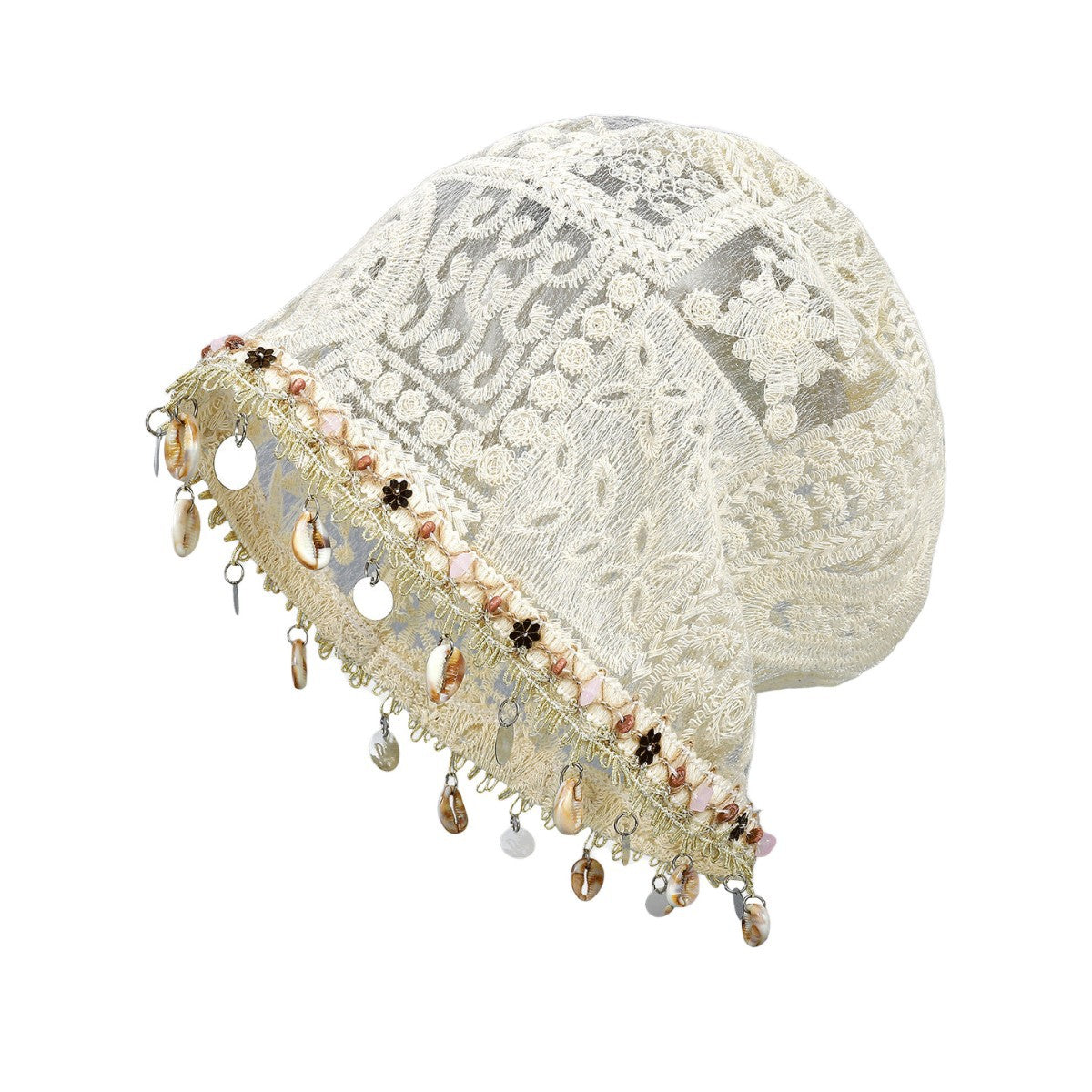 Bohemian Breathable Cotton Shell Hat For Women, Brimless Design Featuring Hollow Out Craftsmanship