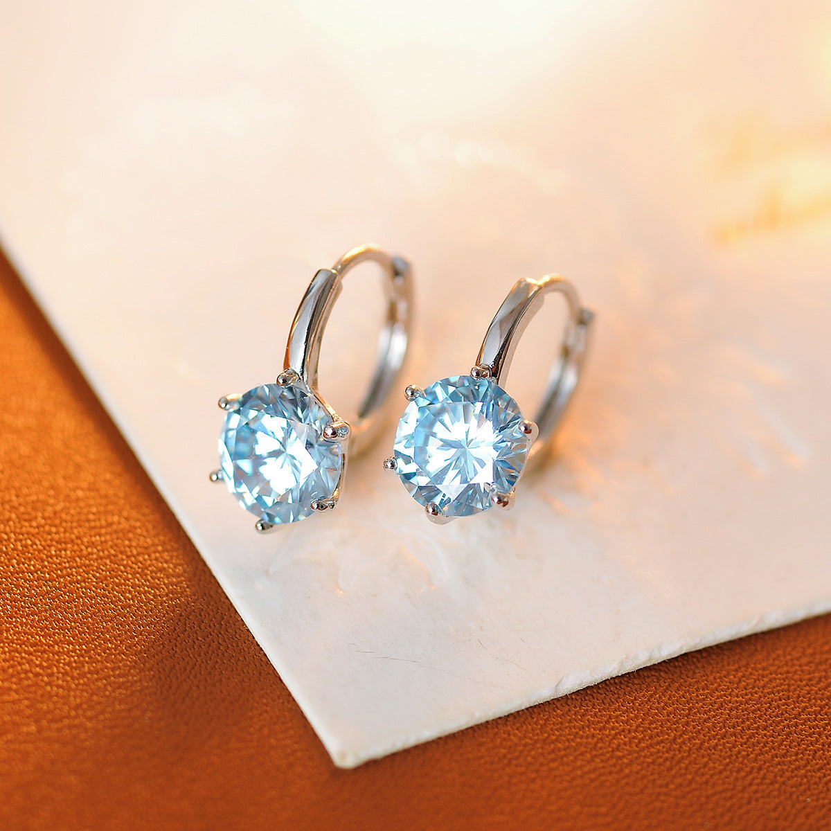 Hexagon Claw Setting Earrings For Women With 304 Stainless Steel Posts, Copper Base, And PVD Coated Zircon Inlay