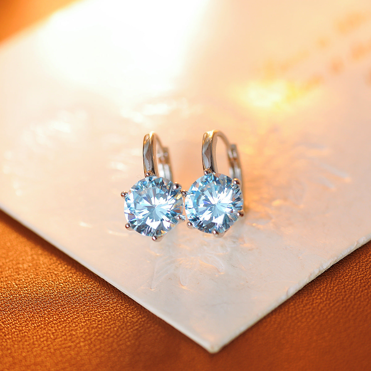 Hexagon Claw Setting Earrings For Women With 304 Stainless Steel Posts, Copper Base, And PVD Coated Zircon Inlay