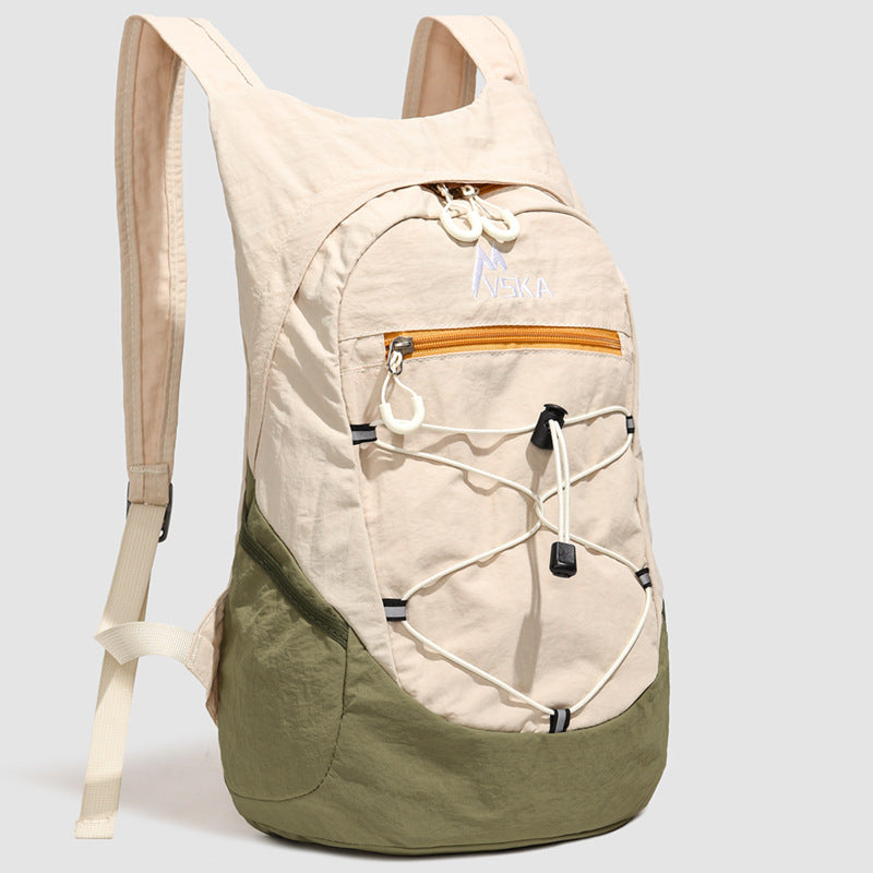 Color Block Lightweight Hiking Backpack In Nylon For Unisex Use, Ideal For Summer Outdoor Activities