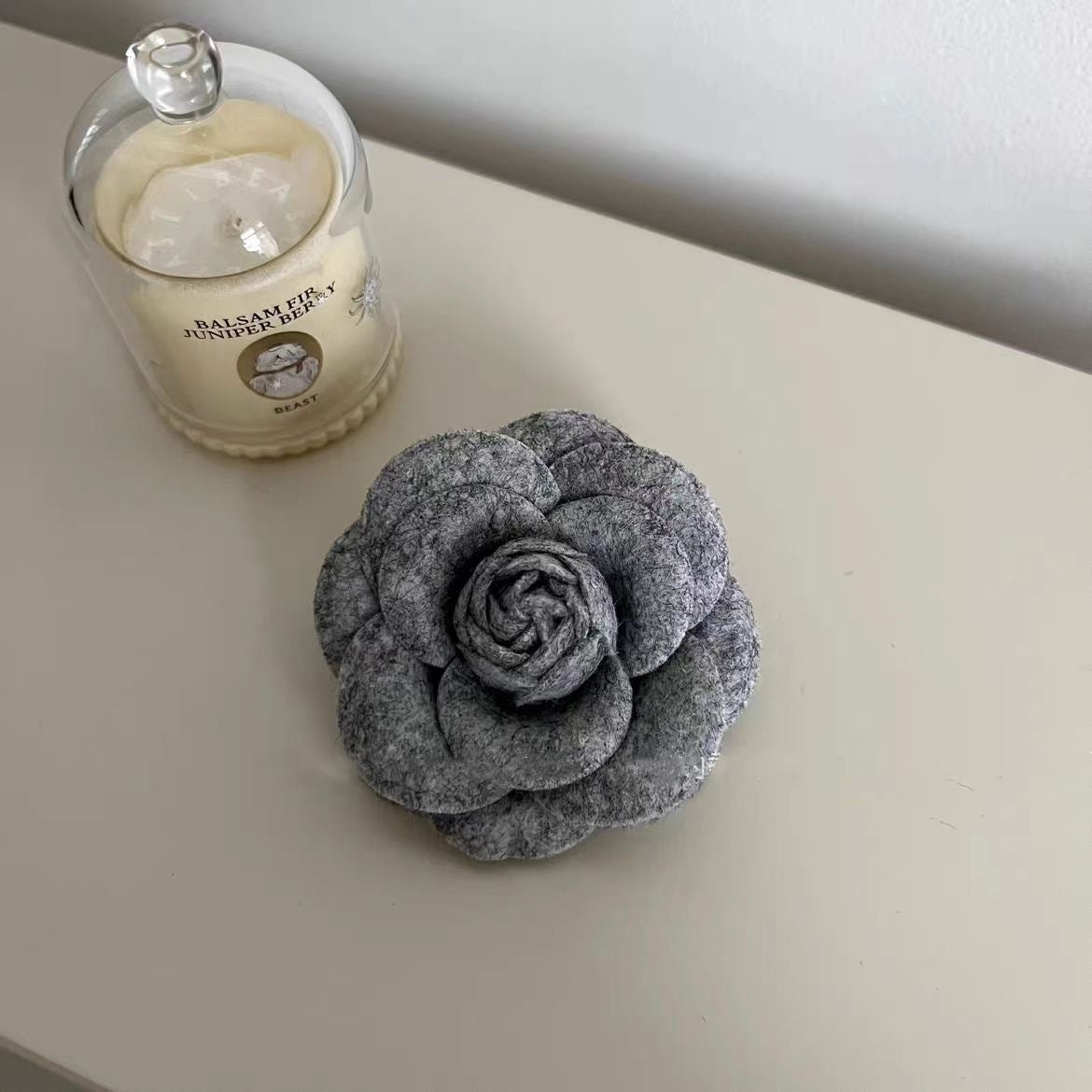 Cloth Flower Pin With Pearl Craft In Beige Fabric Inlay, Elegant Floral Accessory