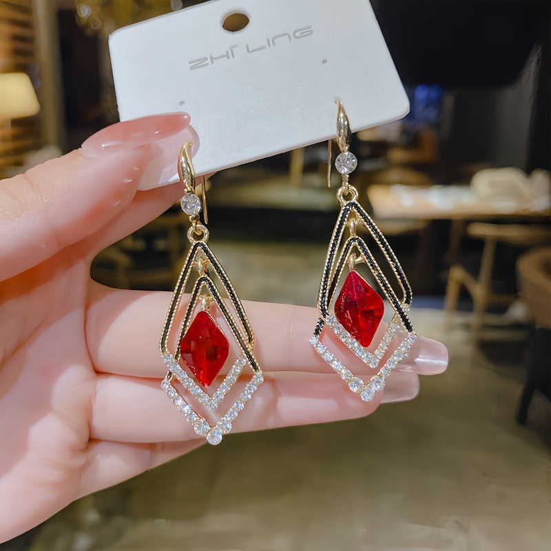 Geometric Blue Earrings For Women Featuring Zinc Alloy And Copper Ear Pins In Sweet Style