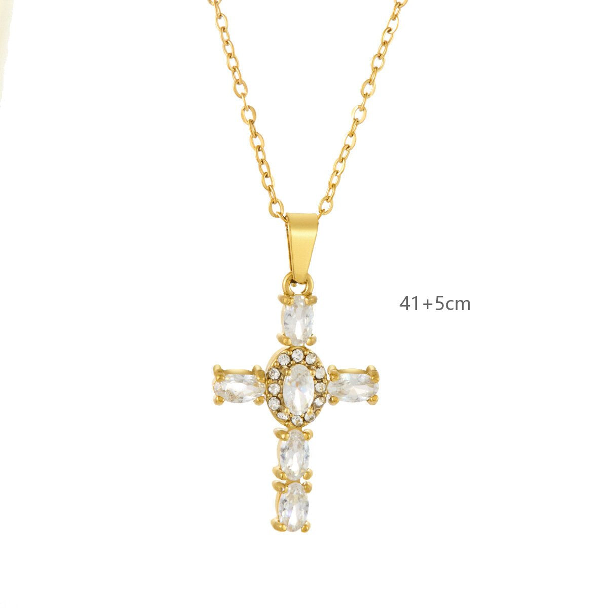 Handmade Ethnic Style Cross Necklace In Titanium Steel With PVD Coated Titanium Plating And Cable Chain