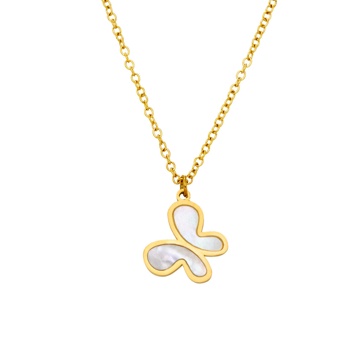 Handmade Butterfly Necklace In British Style With PVD Coated Titanium Steel And Titanium Plating On Cable Chain