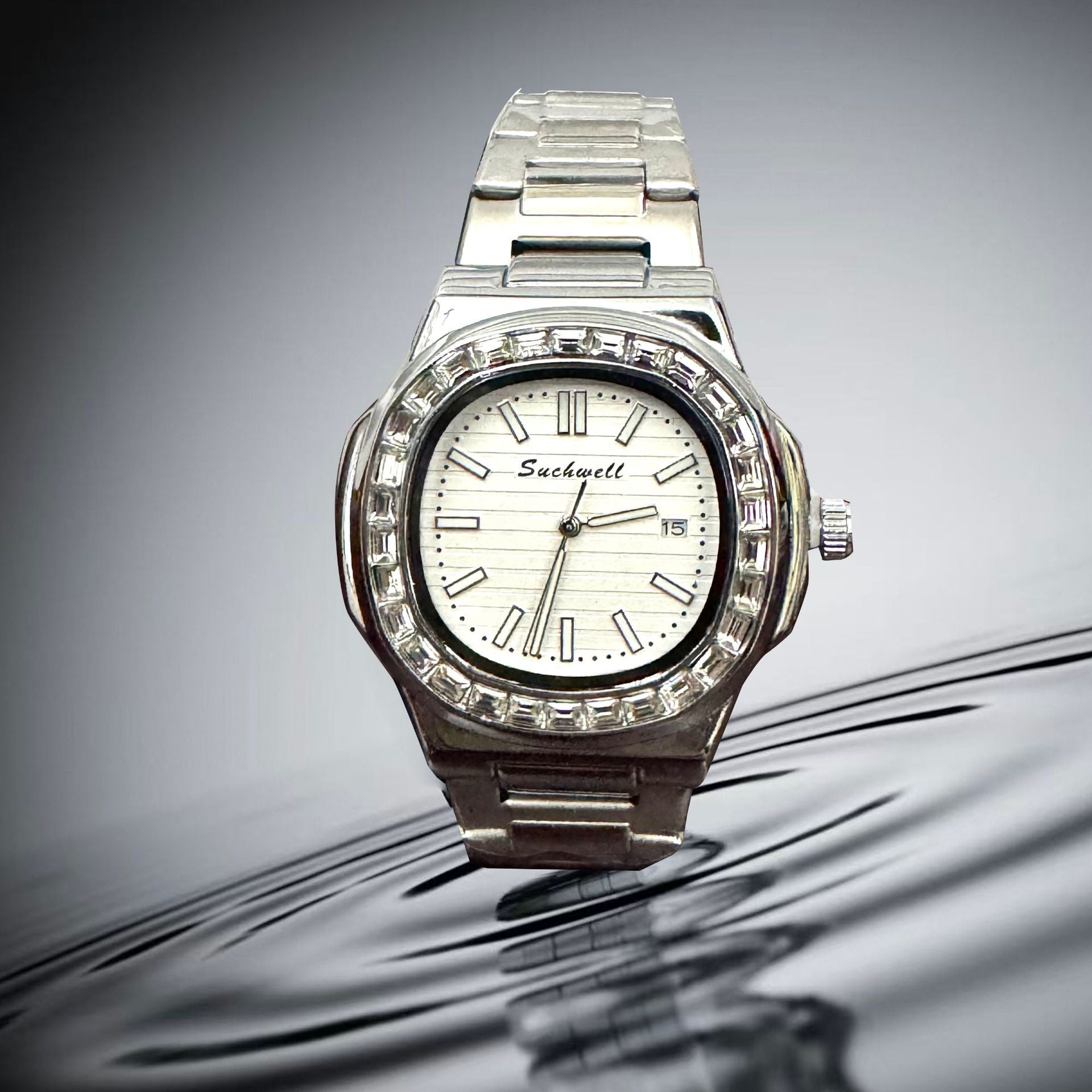 Men's Square Dial Quartz Watch With Ordinary Glass Mirror Featuring Pointer Display And Strap
