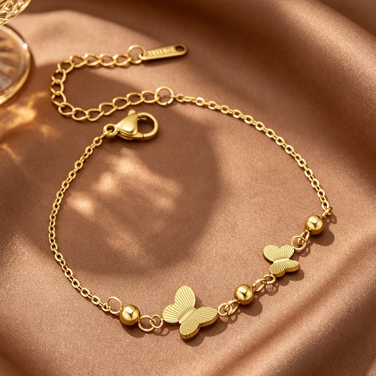 Handmade Butterfly Bracelet In  Style With PVD Coated Titanium Steel And Titanium Plating On Cable Chain