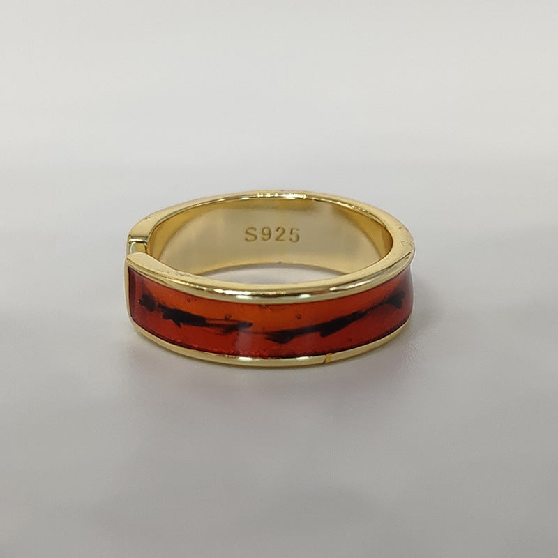New Style Geometric Wide Band Ring For Women, Electroplated Platinum Plated Copper With Epoxy Craft