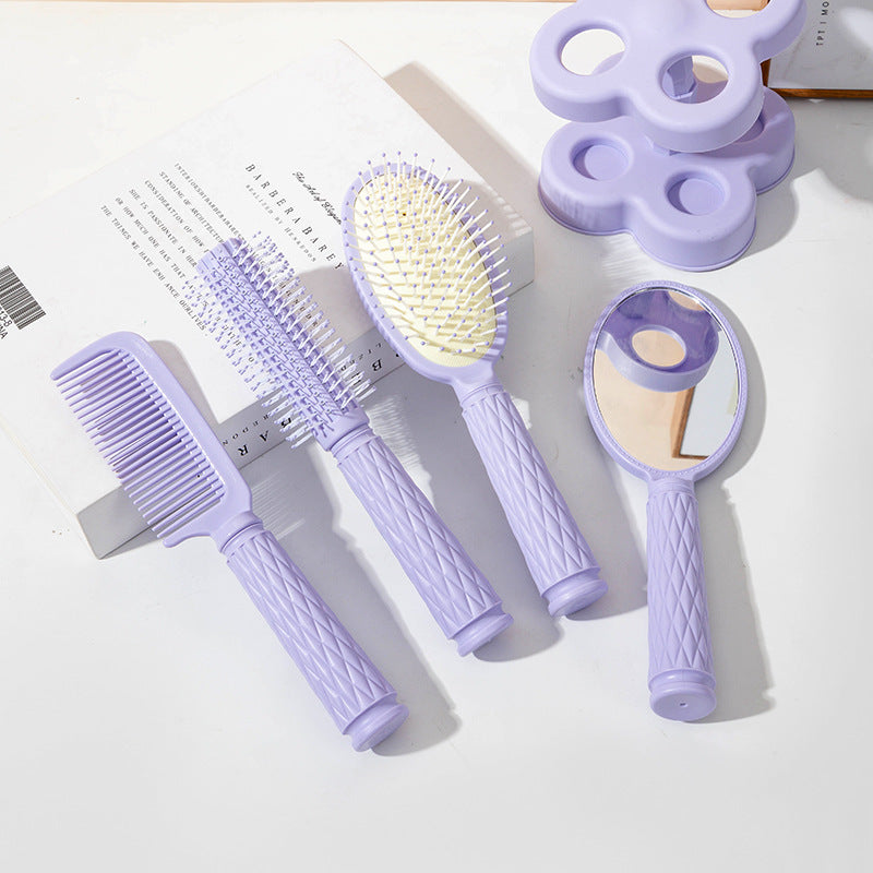 Natural Pink Plastic Hair Comb 4 Pieces Set For Easy Styling And Detangling