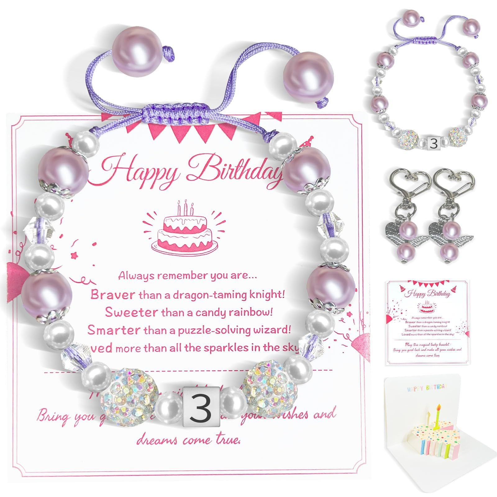 Kid's Simple Style Number Pattern Bracelet With Imitation Pearl And Rhinestones Featuring Beading Craft