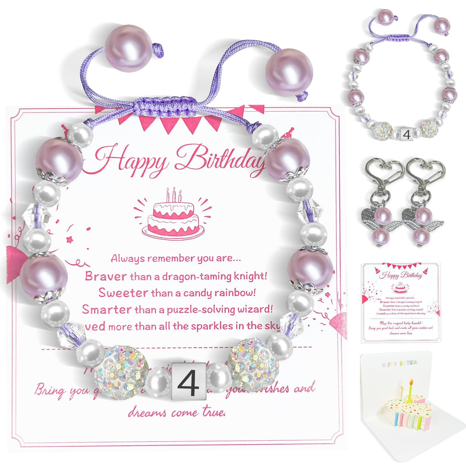 Kid's Simple Style Number Pattern Bracelet With Imitation Pearl And Rhinestones Featuring Beading Craft