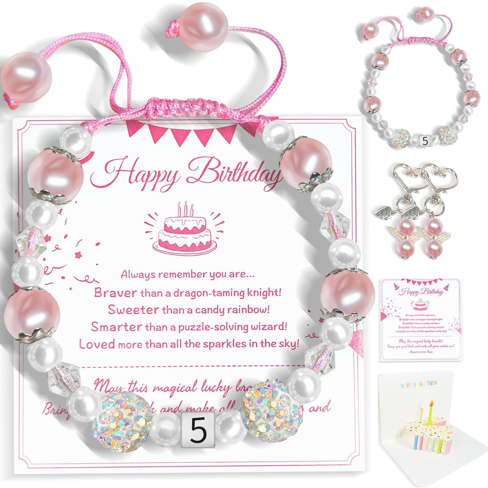 Kid's Simple Style Number Pattern Bracelet With Imitation Pearl And Rhinestones Featuring Beading Craft