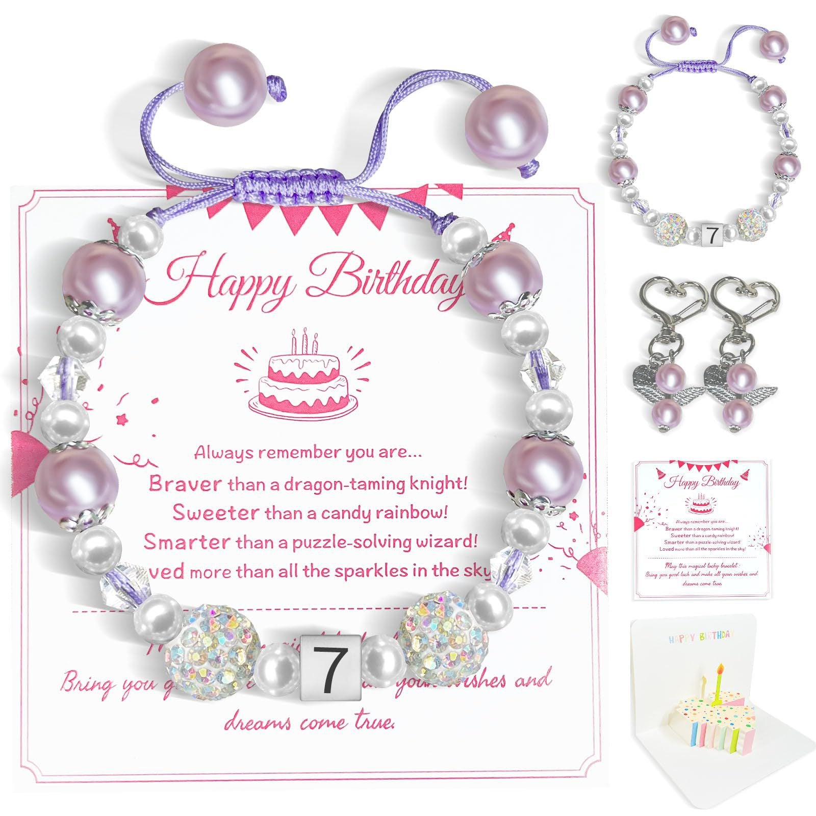 Kid's Simple Style Number Pattern Bracelet With Imitation Pearl And Rhinestones Featuring Beading Craft