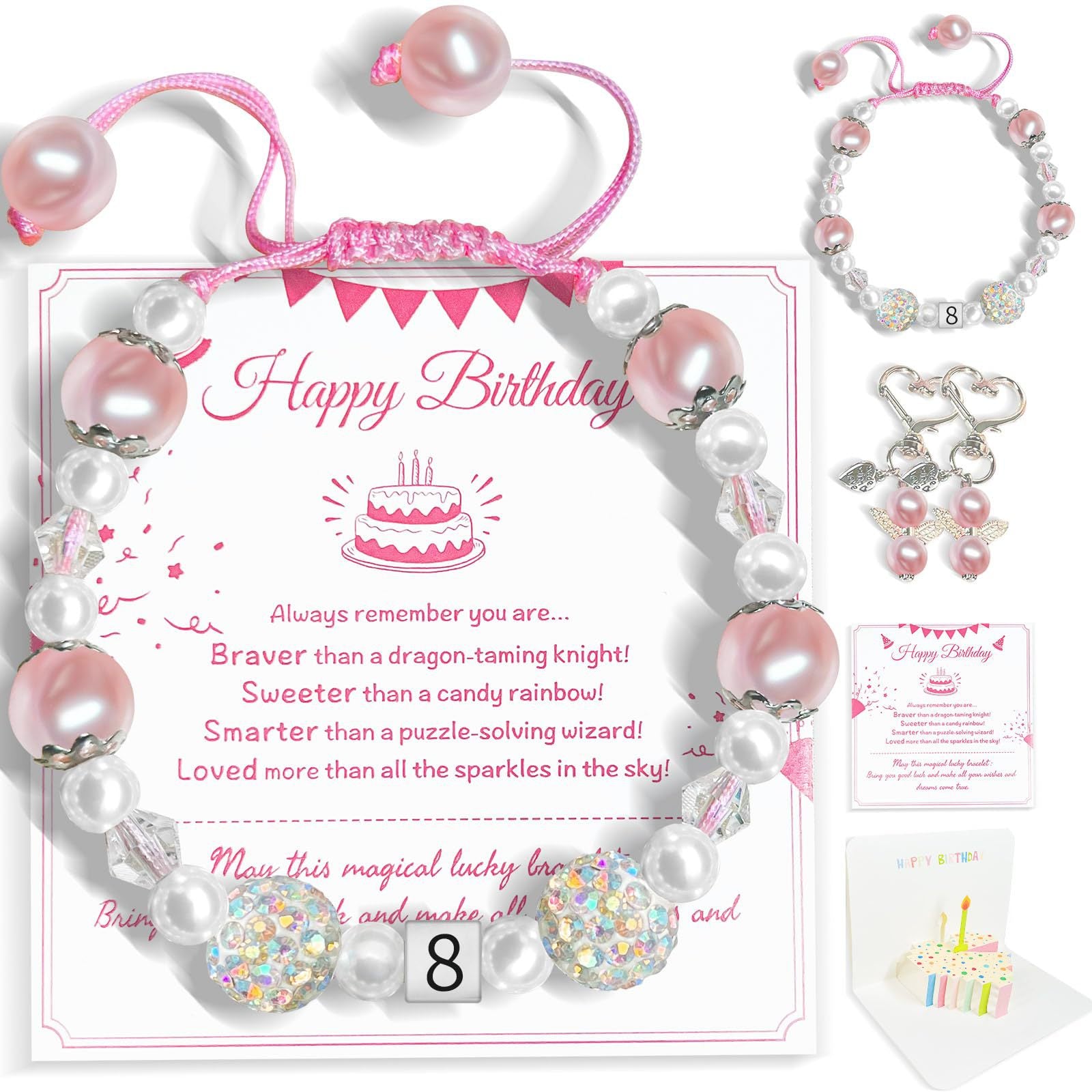 Kid's Simple Style Number Pattern Bracelet With Imitation Pearl And Rhinestones Featuring Beading Craft