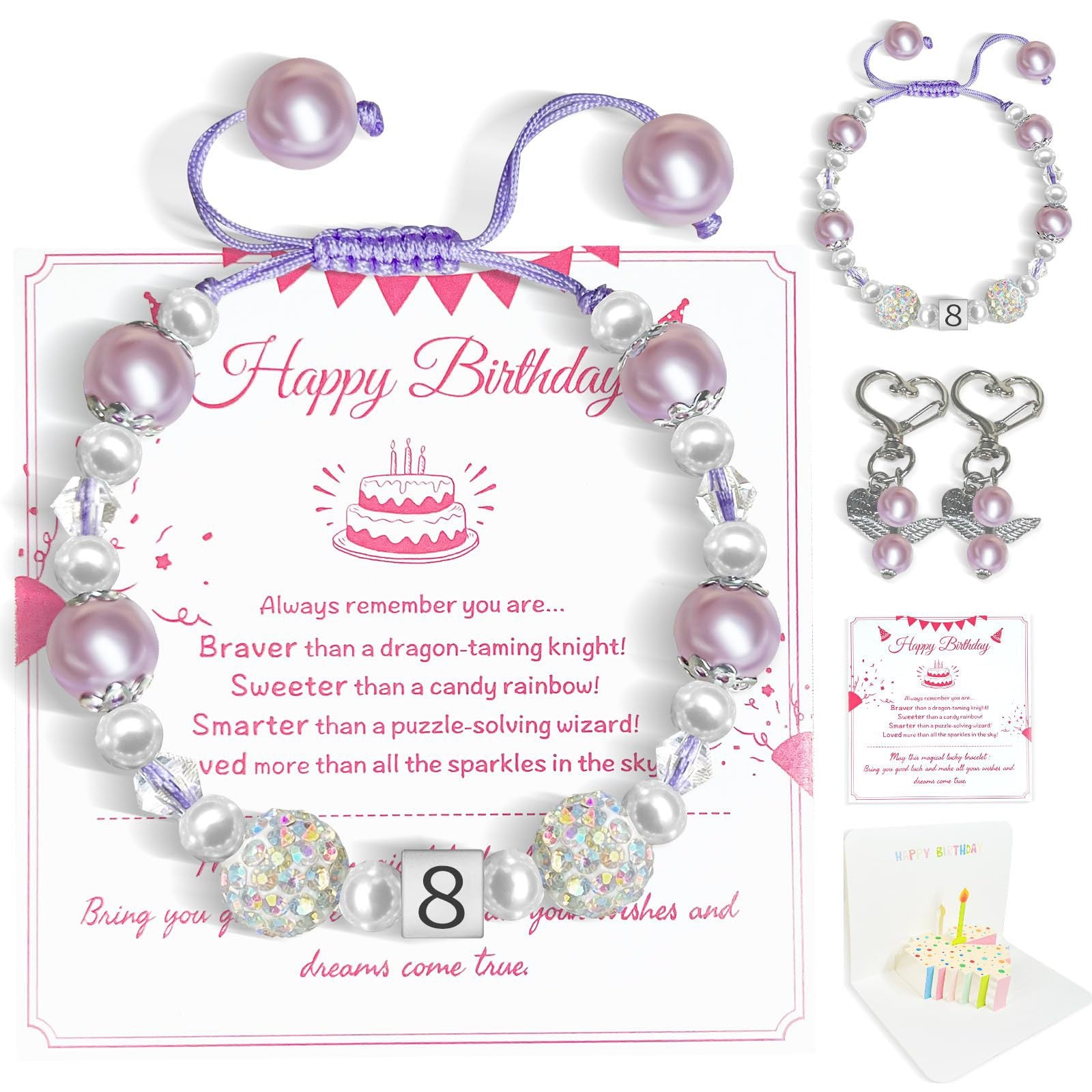 Kid's Simple Style Number Pattern Bracelet With Imitation Pearl And Rhinestones Featuring Beading Craft