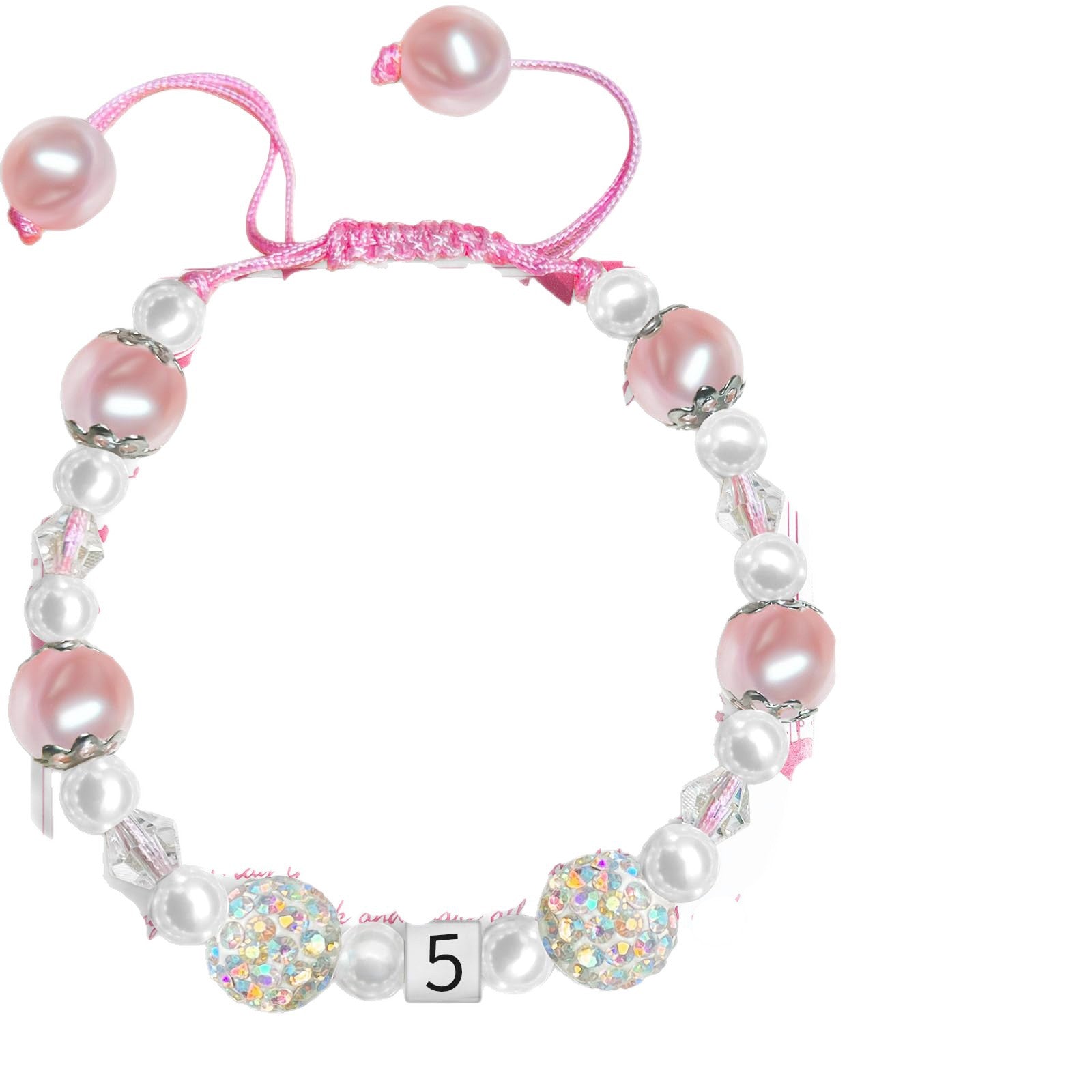 Kid's Simple Style Number Pattern Bracelet With Imitation Pearl And Rhinestones Featuring Beading Craft