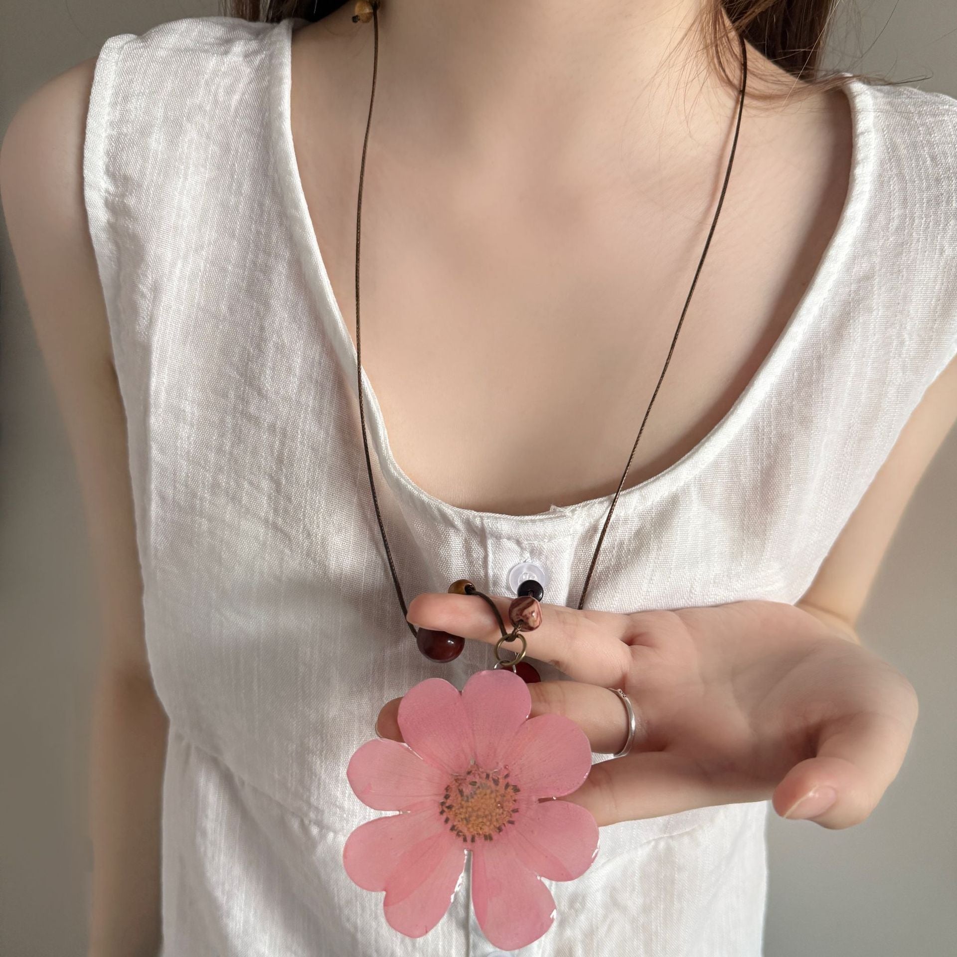 Lady Modern Style Solid Color Titanium Steel Tassel Plating Layered Necklaces