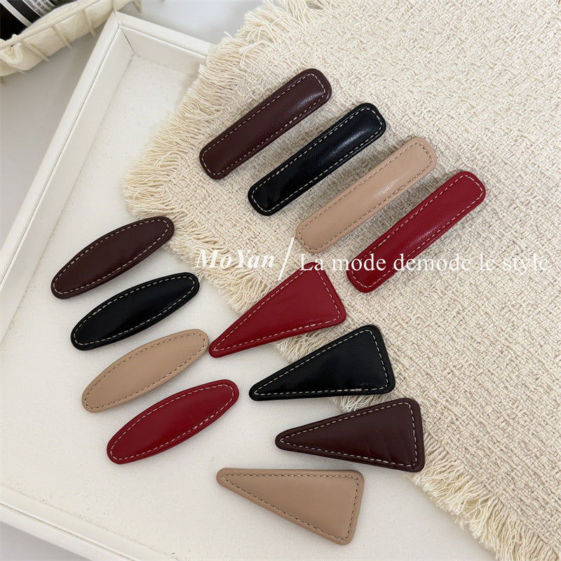 New Style Geometric BB Clips Hairpin For Women Featuring Alloy Material With PU Inlay In Coffer Color