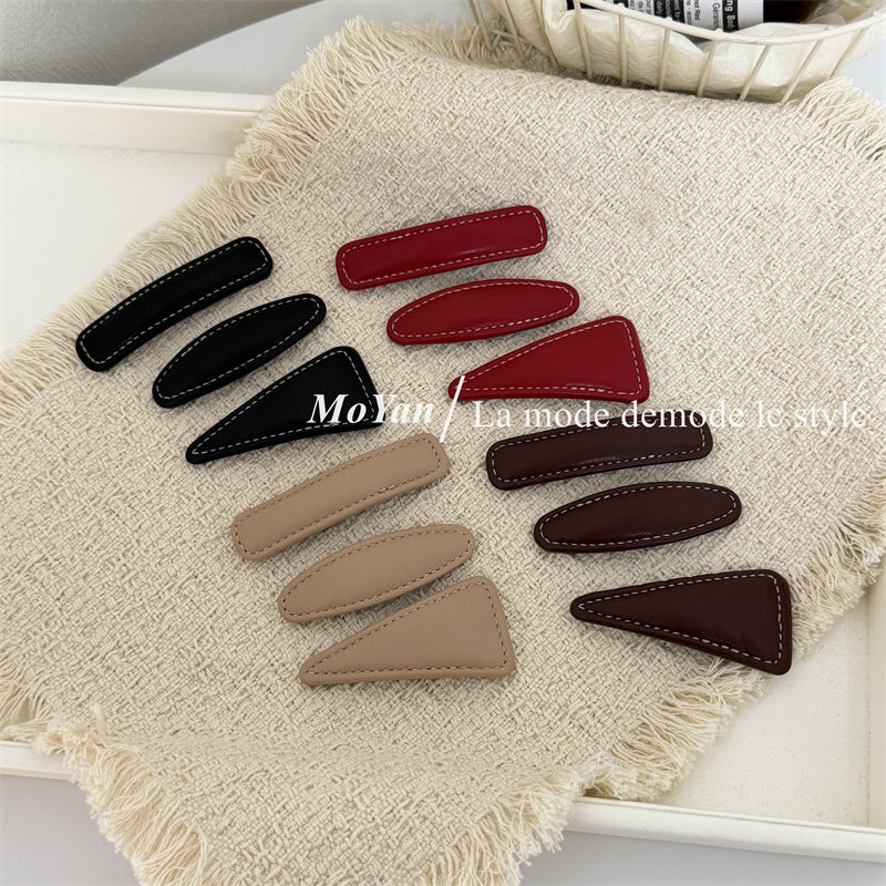 New Style Geometric BB Clips Hairpin For Women Featuring Alloy Material With PU Inlay In Coffer Color