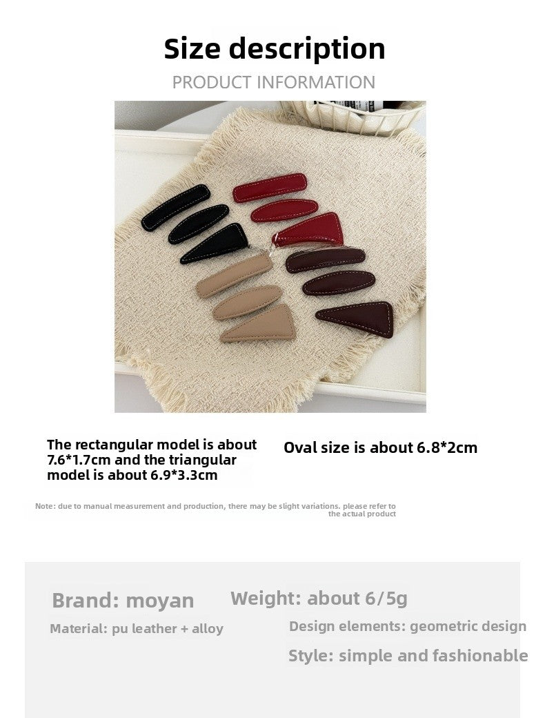 New Style Geometric BB Clips Hairpin For Women Featuring Alloy Material With PU Inlay In Coffer Color