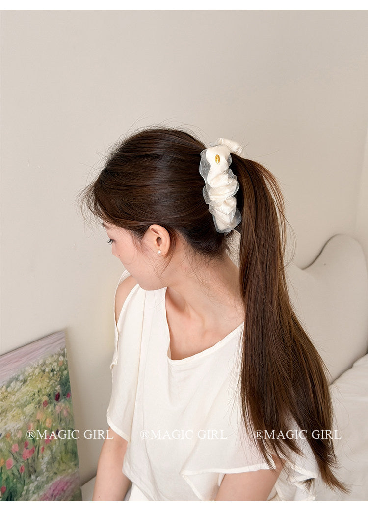 Sweet Clouds Banana Clip Hairpin For Women In White, Featuring Soft Gauze Material