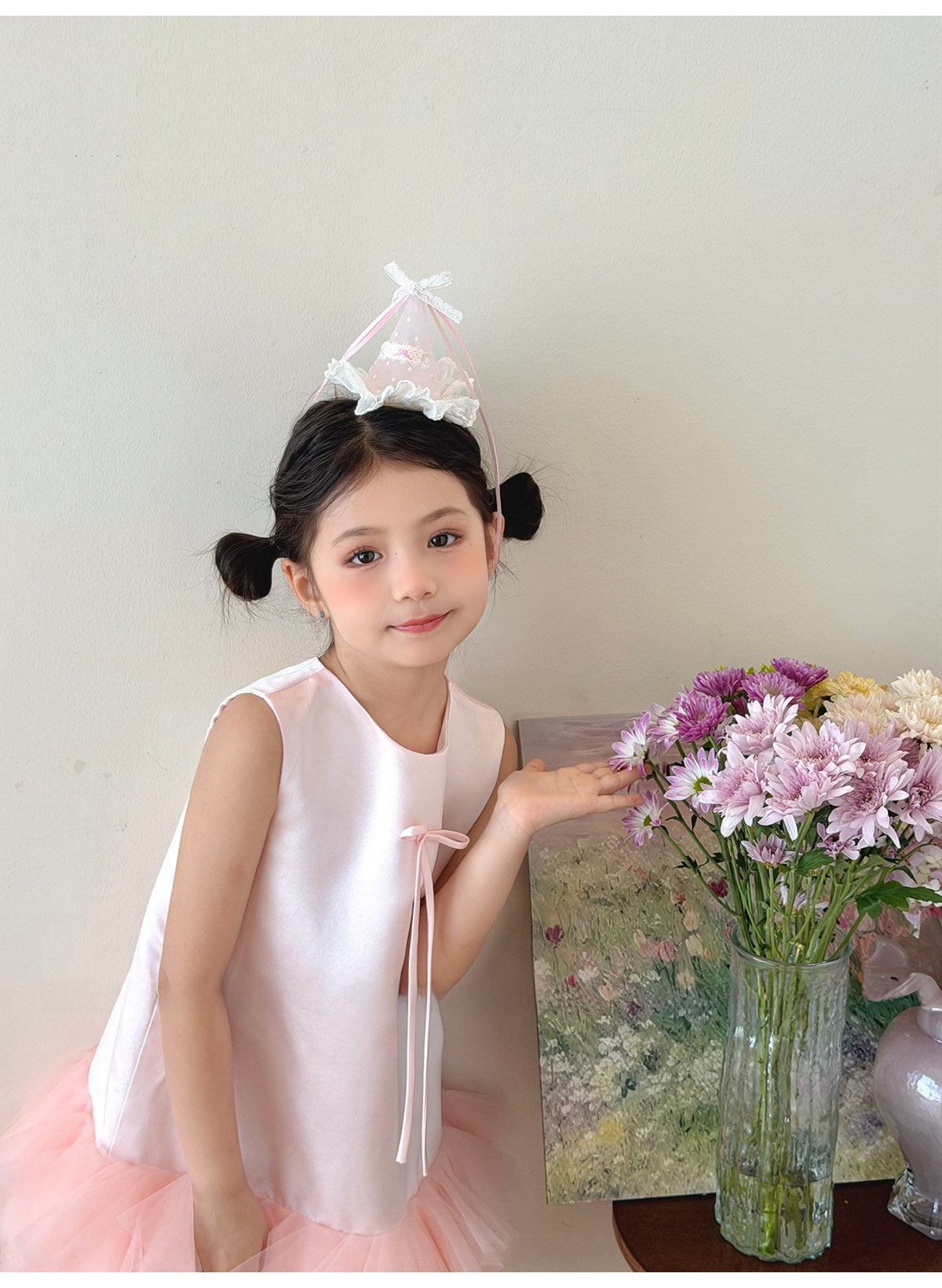 Fairy Style Polka Dots Hairpin For Girls In Natural Pink, Made With Delicate Lace, Perfect For Birthday Celebrations