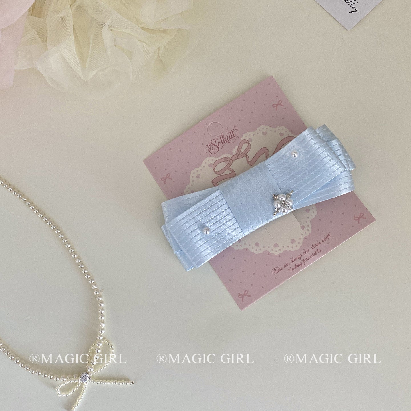Sweet Bow Tie Banana Clip Hairpin For Women In Natural Pink Featuring Cloth Material And Artificial Pearl Inlay