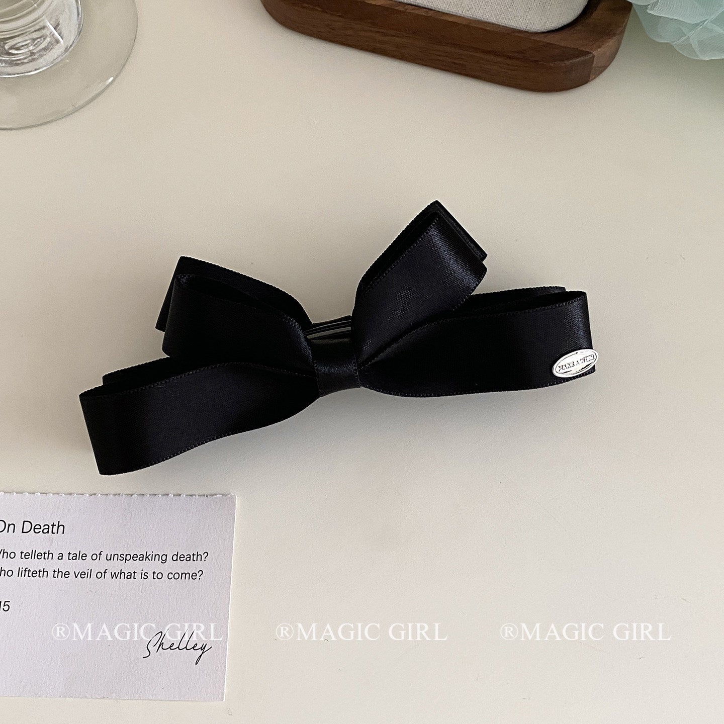 New Style Bow Tie Banana Clip Hairpin For Women In Dyed Black Satin, Perfect For Spring