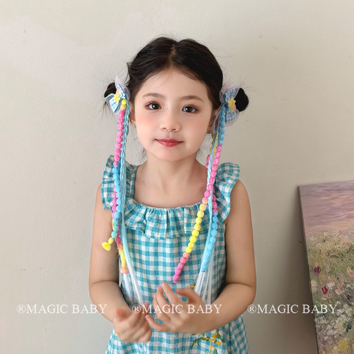 Cute Fuzzy Ball Rubber Band Hair Accessories For Girls, 2 PCS Package, Made Of Soft Cloth In Colour