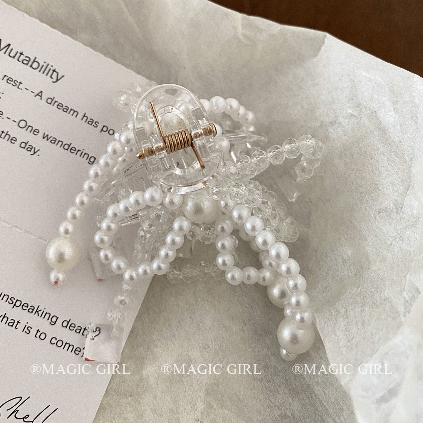 Fairy Style Bow Tie Hair Claws For Women With Imitation Pearl Material Hairpin