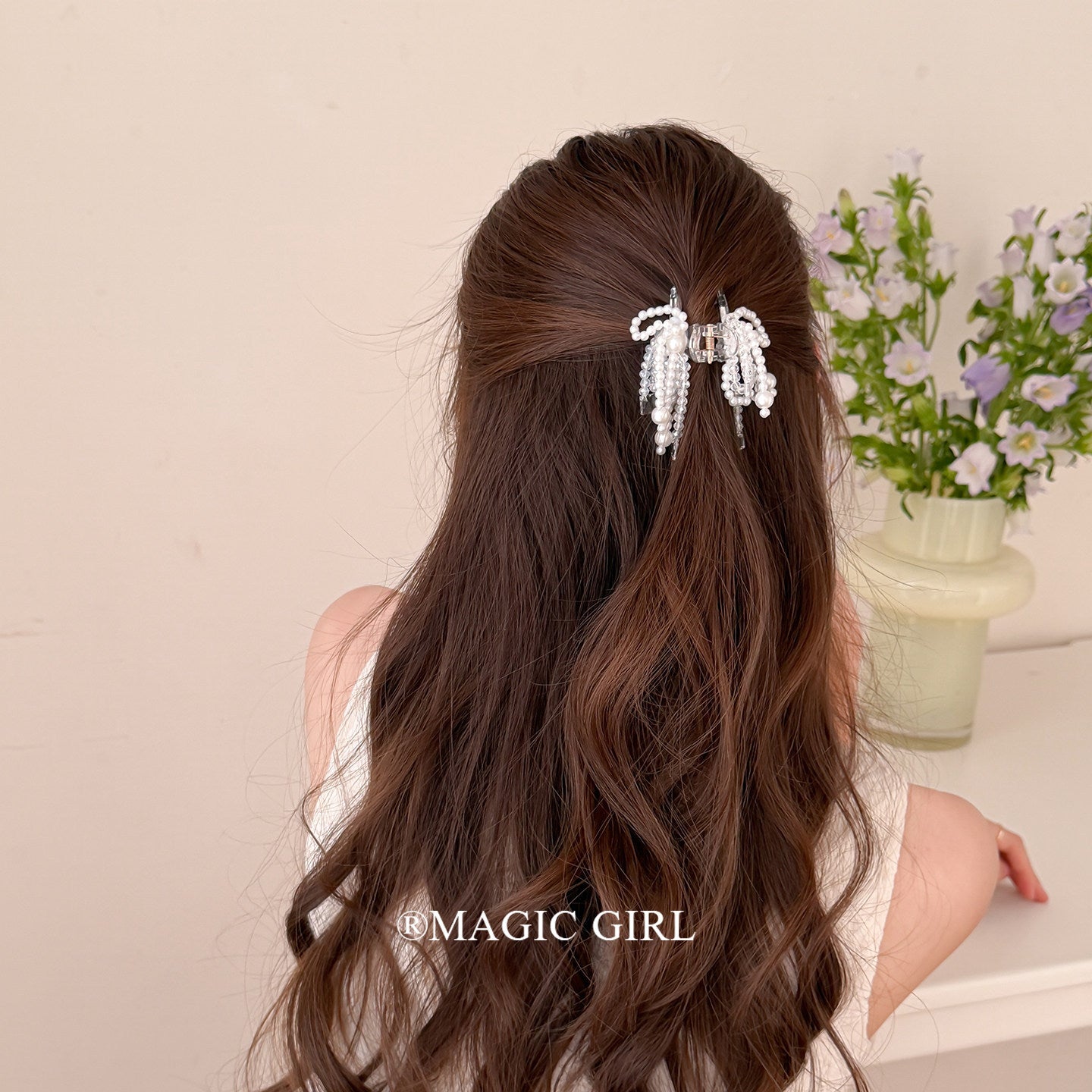 Fairy Style Bow Tie Hair Claws For Women With Imitation Pearl Material Hairpin