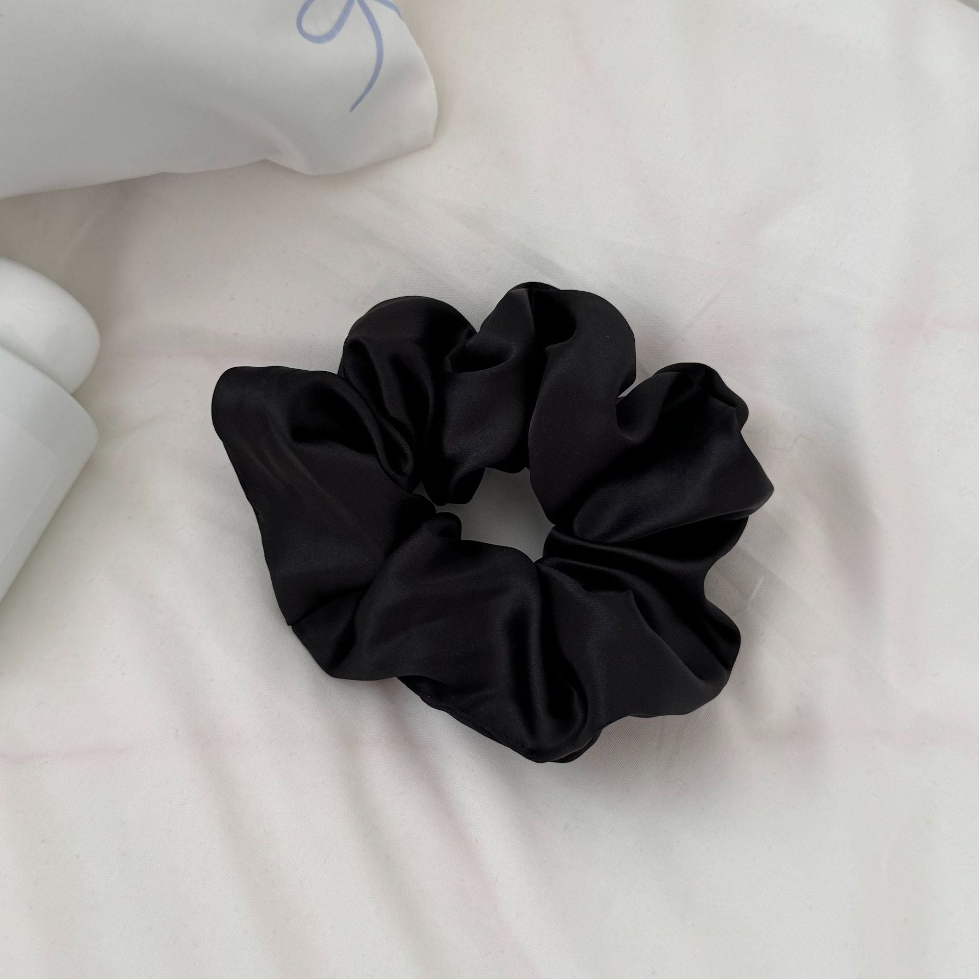 New Style Geometric Satin Scrunchie For Women In Natural Pink, Perfect Winter Hair Accessory