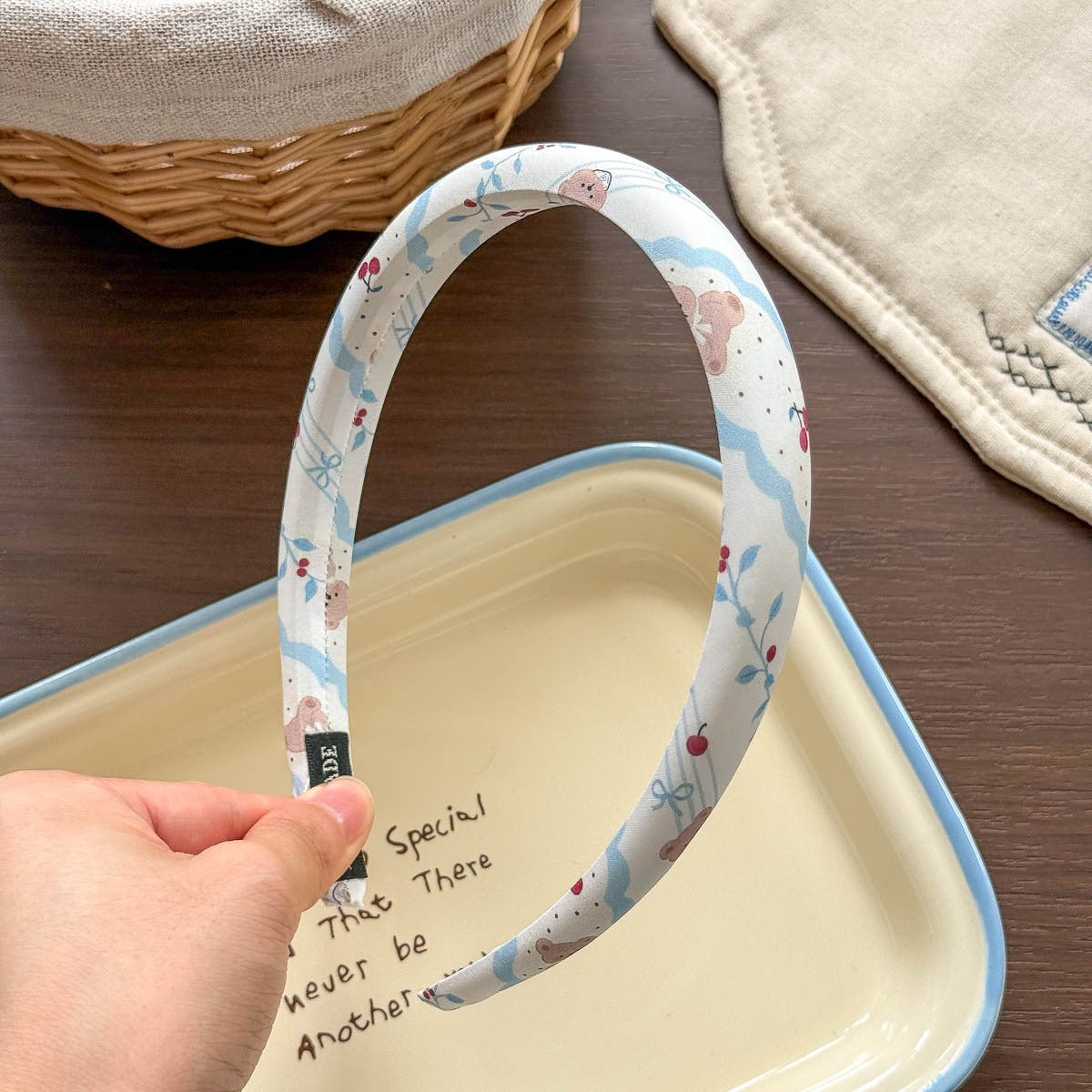 Cute Rabbit Hair Band For Girls In Blue, Made Of Soft Cloth, Perfect For Summer Wear