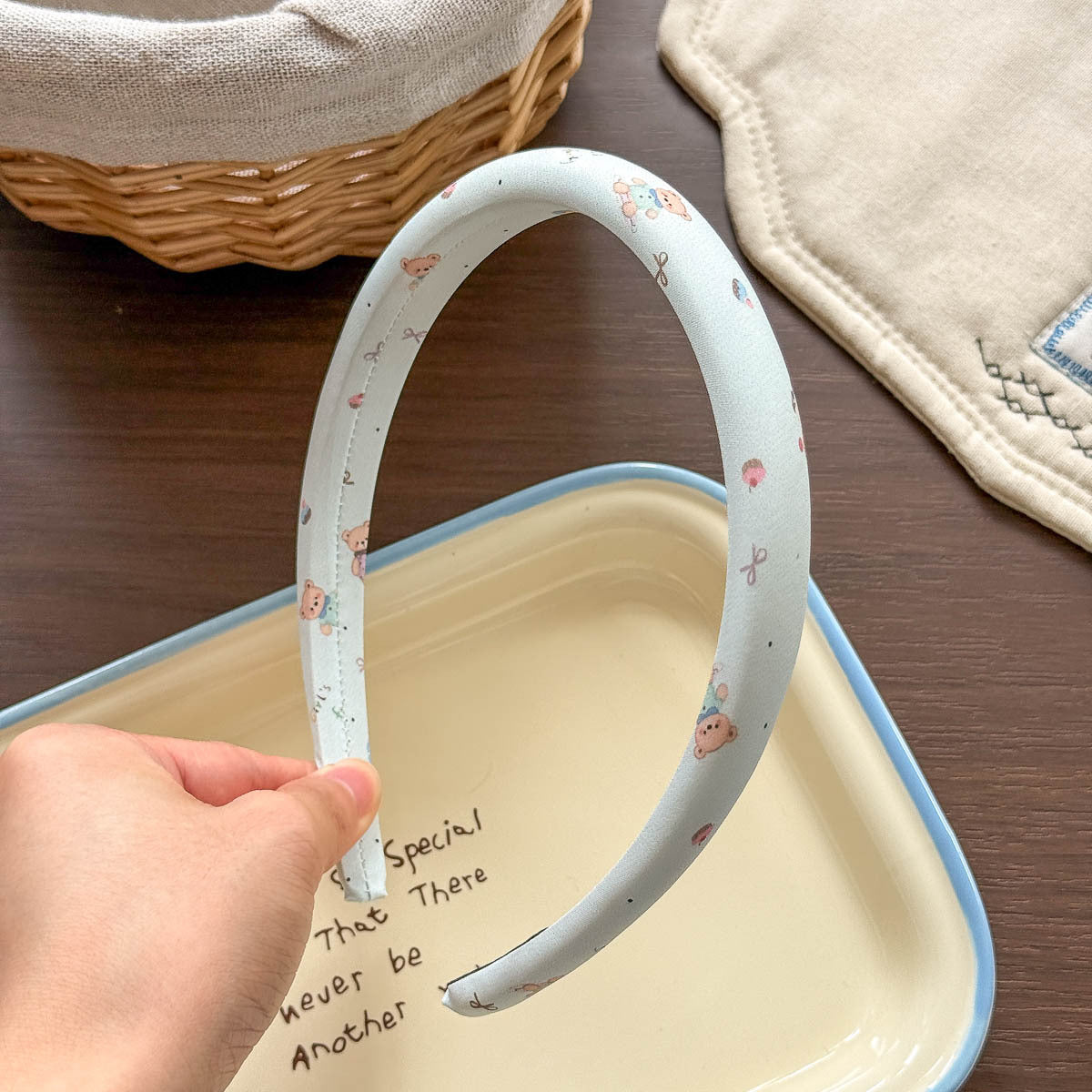 Cute Rabbit Hair Band For Girls In Blue, Made Of Soft Cloth, Perfect For Summer Wear