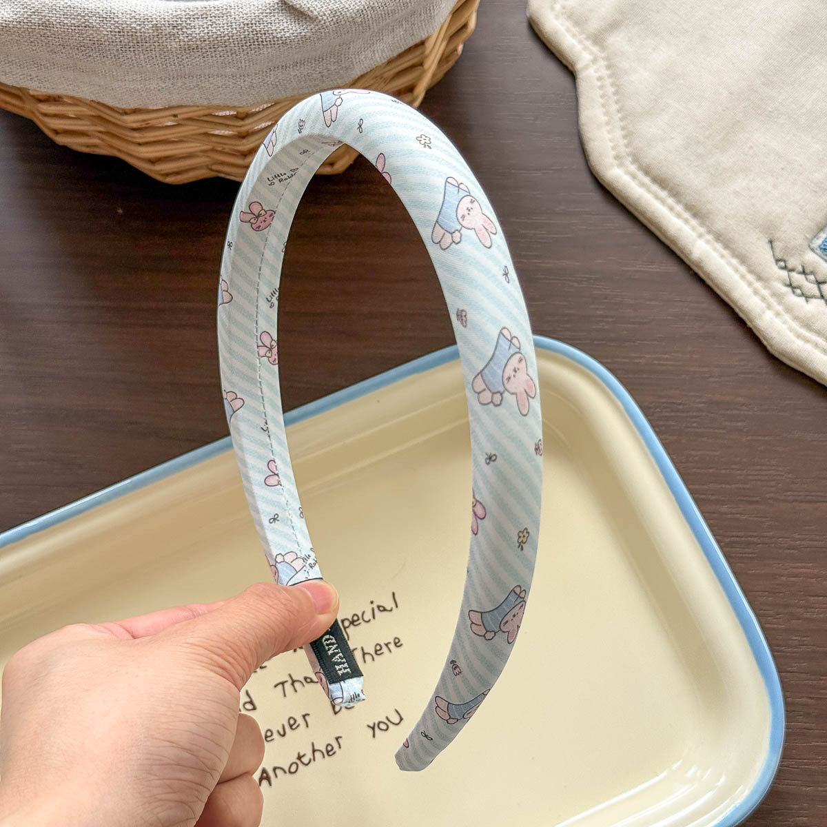 Cute Rabbit Hair Band For Girls In Blue, Made Of Soft Cloth, Perfect For Summer Wear