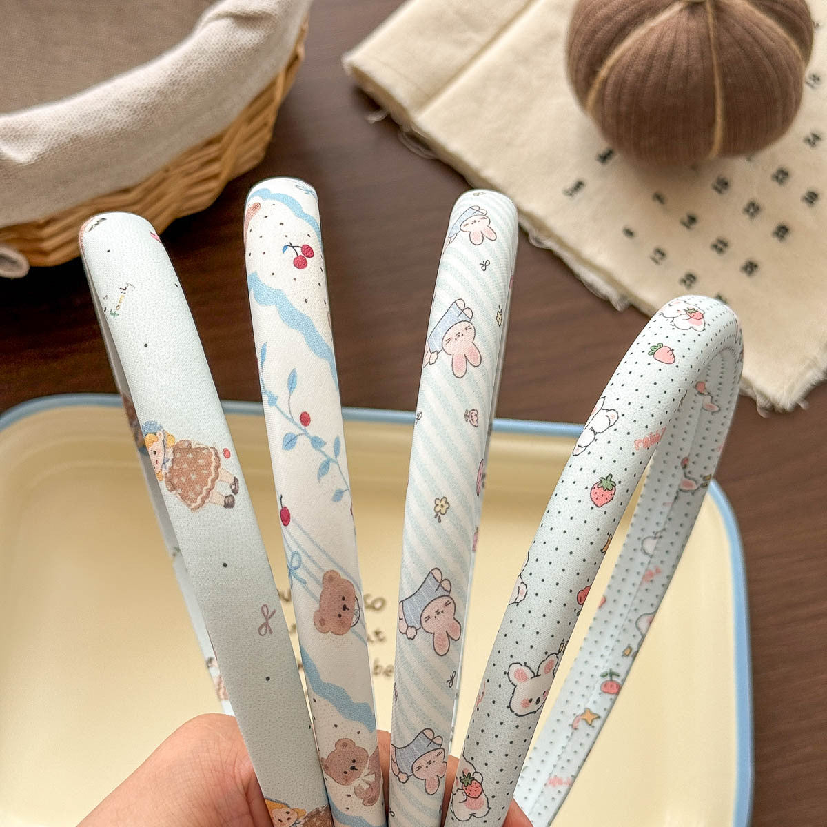 Cute Rabbit Hair Band For Girls In Blue, Made Of Soft Cloth, Perfect For Summer Wear