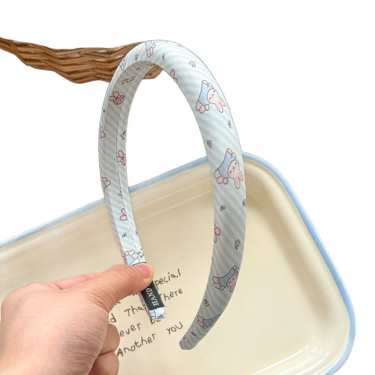 Cute Rabbit Hair Band For Girls In Blue, Made Of Soft Cloth, Perfect For Summer Wear