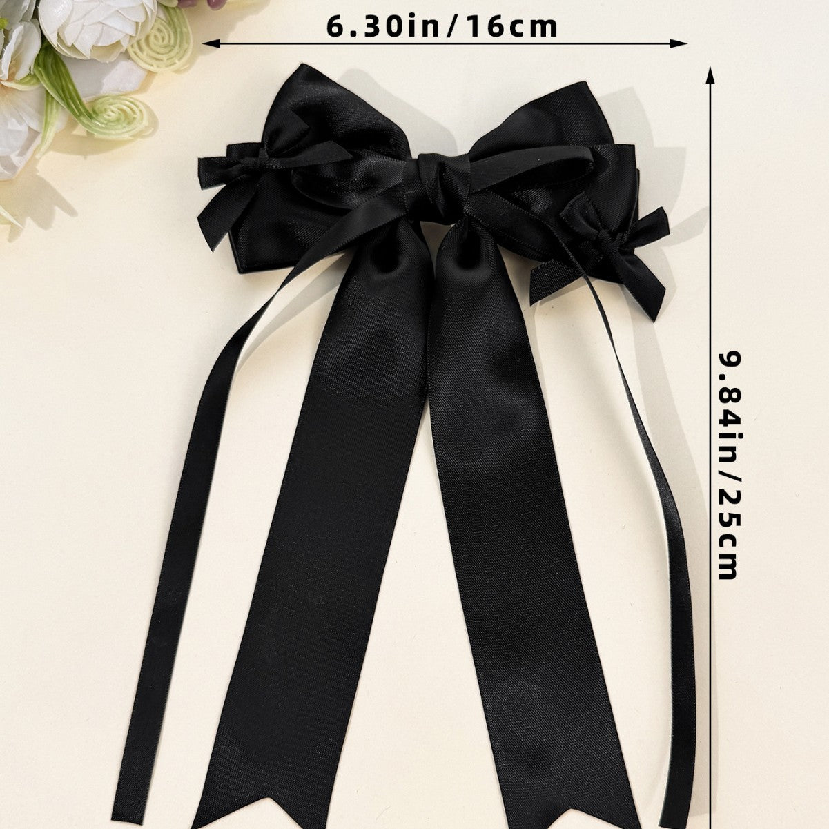 French Style Bow Tie Hair Bow Hairpin For Women In Dyed Black, Perfect For Spring & Summer