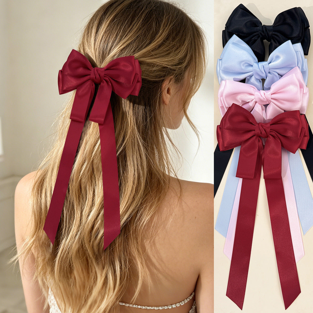 French Style Bow Tie Hairpin For Women In Dyed Black, Perfect Hair Accessory For Summer