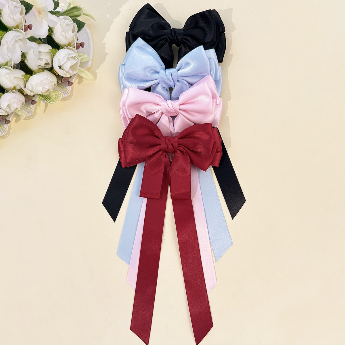 French Style Bow Tie Hairpin For Women In Dyed Black, Perfect Hair Accessory For Summer