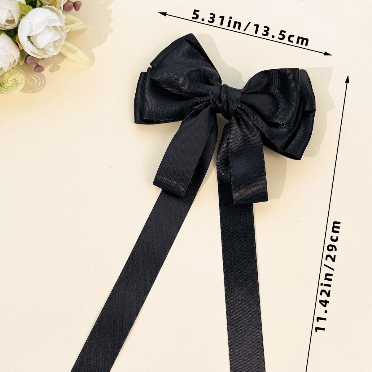 French Style Bow Tie Hairpin For Women In Dyed Black, Perfect Hair Accessory For Summer
