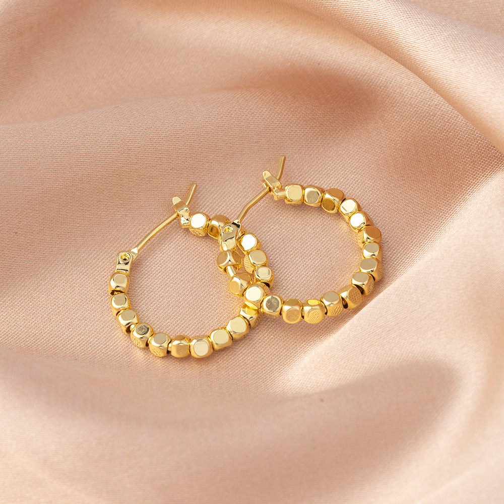 Gold Circle Hoop Earrings For Women With Copper Posts Featuring Exaggerated Style