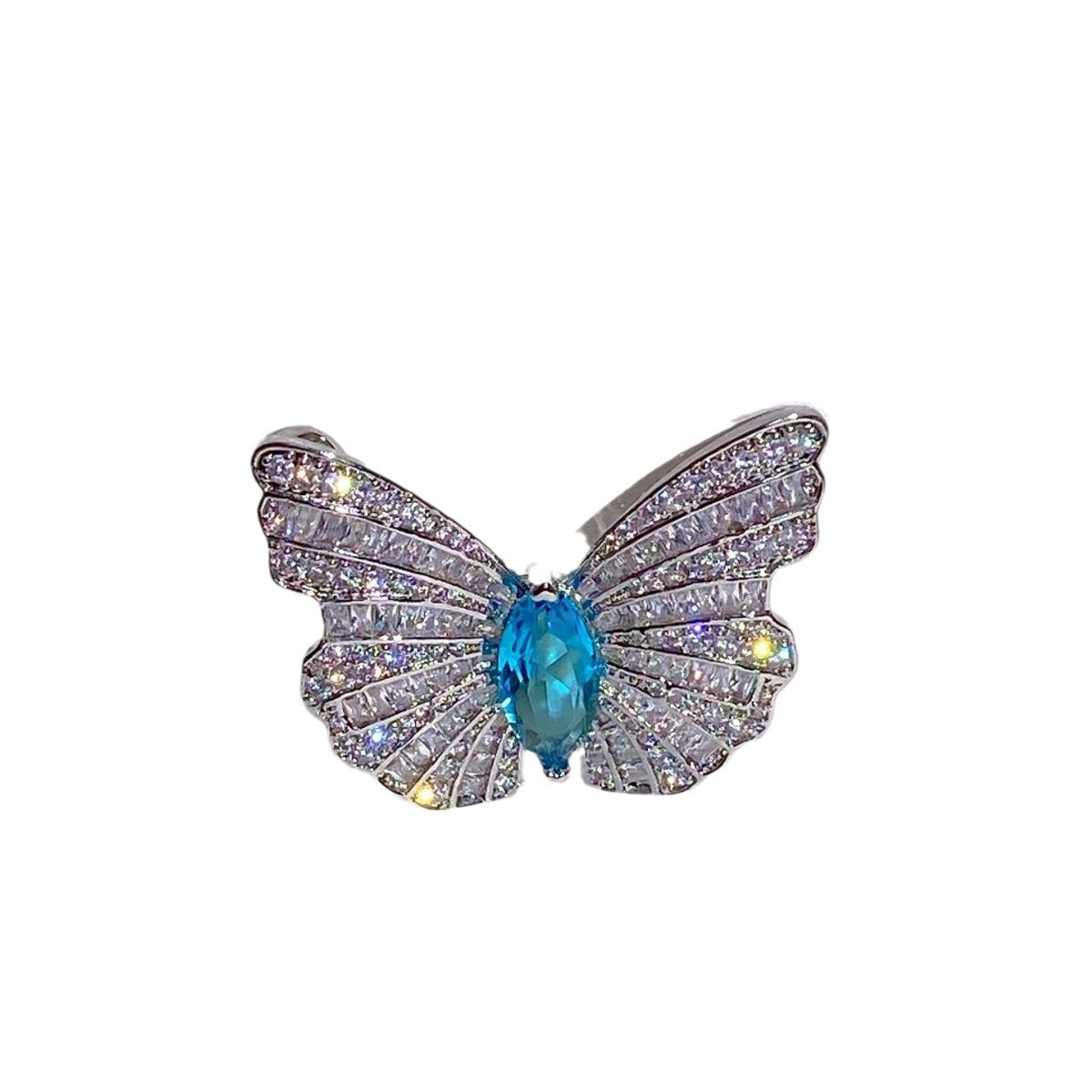 Butterfly Pin In Silver Copper Featuring Crystal Inlay Craftsmanship