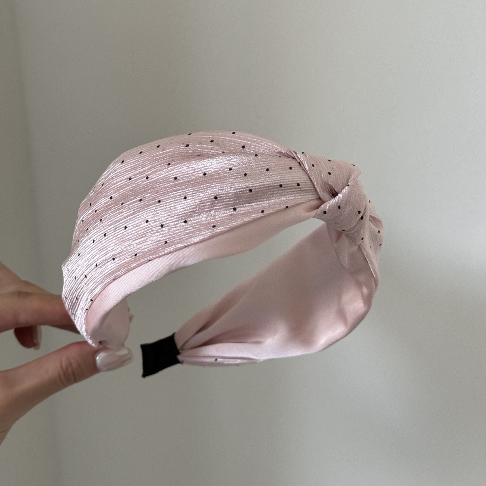 Modern Style Polka Dots Hair Band For Women In Natural Pink, Cotton Material, Perfect For Summer