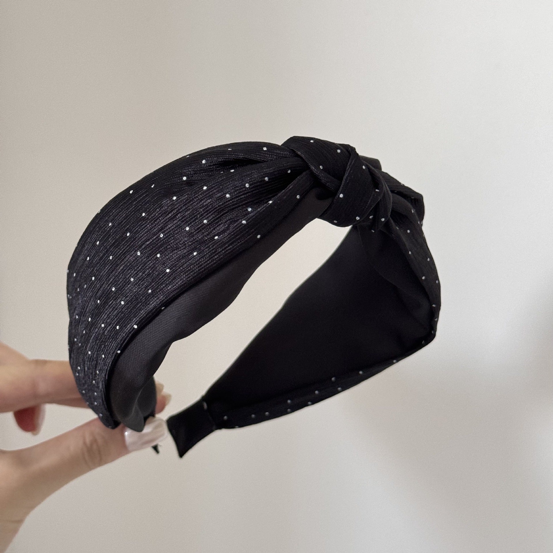 Modern Style Polka Dots Hair Band For Women In Natural Pink, Cotton Material, Perfect For Summer
